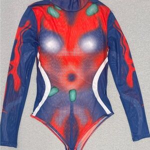 Futuristic Body-Print Mesh Bodysuit